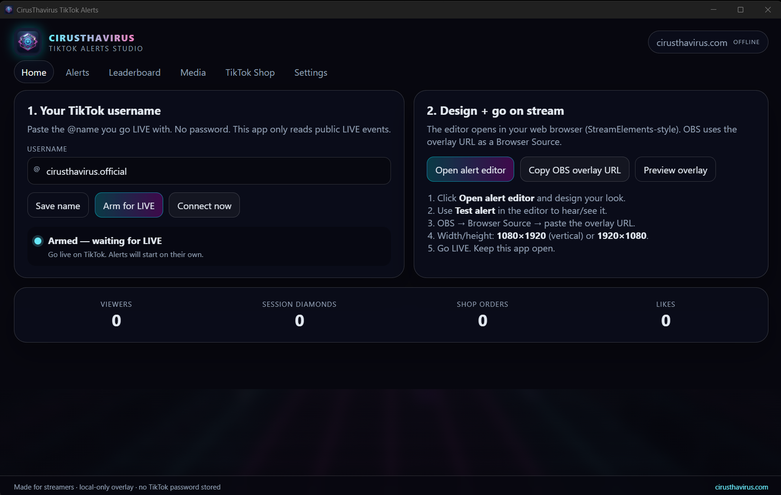 CirusThavirus TikTok Alerts desktop app